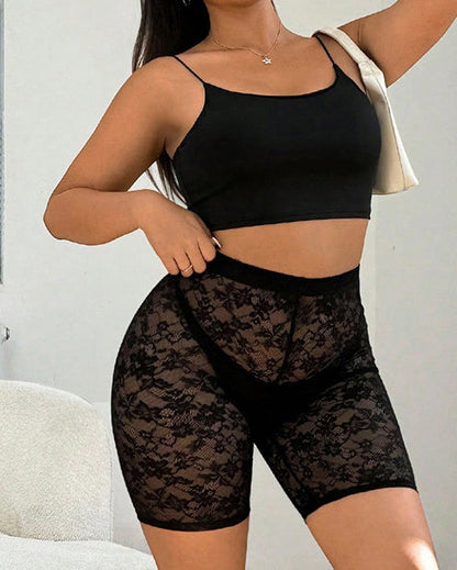 Lace Hip-Lifting Stretch Leggings
