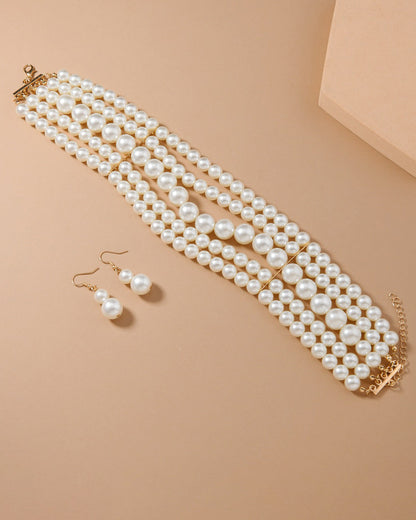 Imitation Pearl Necklace Set