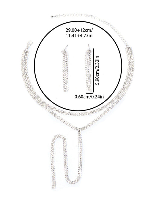 Water Drop Necklace Evening Accessory Two-Piece Set
