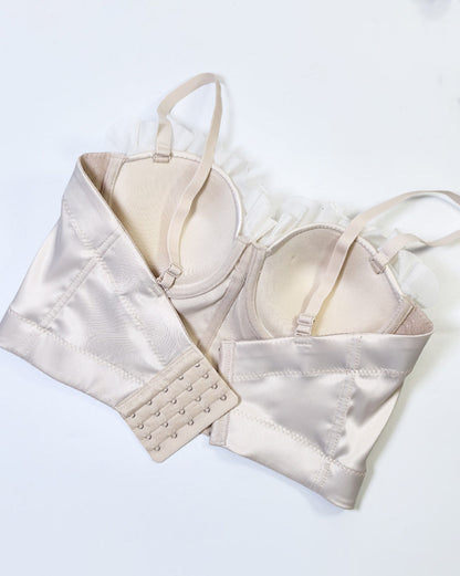 Lace Bright Diamond Beaded Fishbone Tube Top