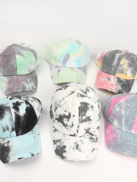 Hole Style New Tie Dye Irregular Gradient Baseball Cap Men's And Colorful Cap Outdoor Sun Protection Adjustable Hat for Women