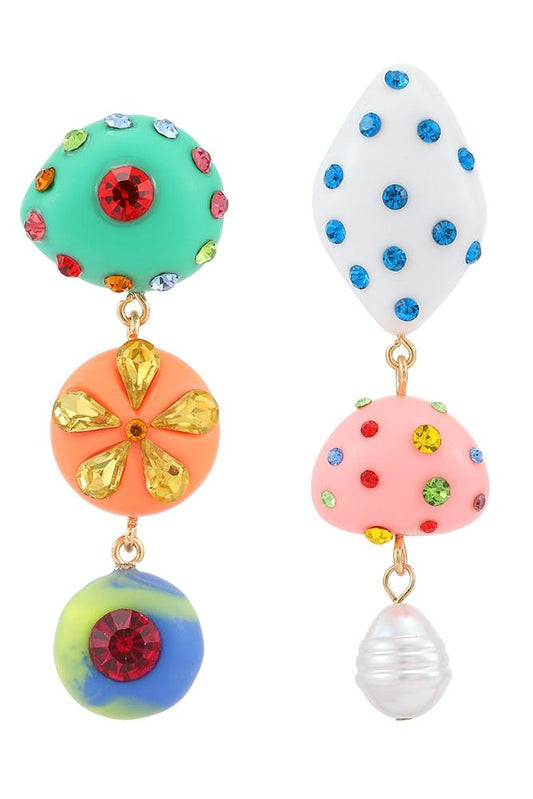 Pendientes de diamantes de imitación de colores Wiola