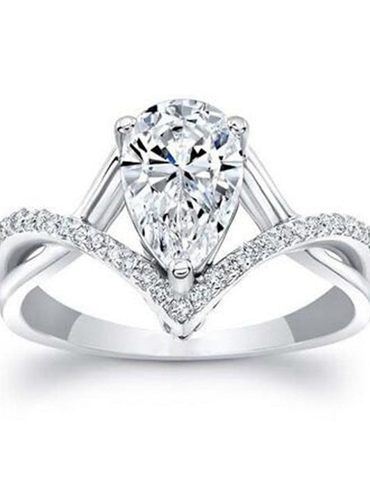 1PC Ring For AAA Cubic Zirconia White Wedding Gift Alloy Classic Heart for Women