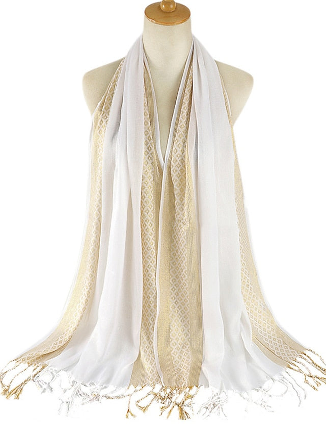 Plain Fashion Print Glitter Tassels Plaid Stripe Scarf Long Hijab Muslim Scarves/scarf for Women