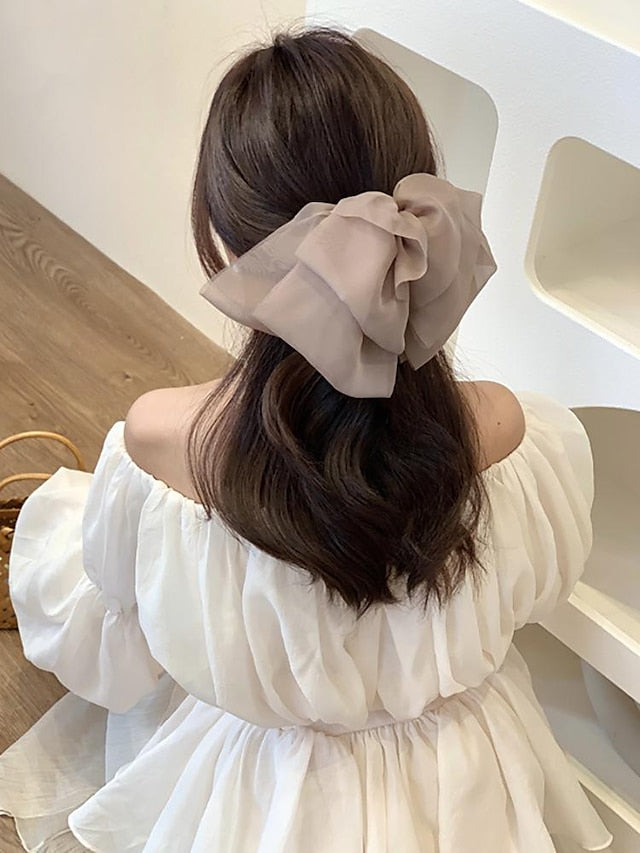 this issue must enter -5! mesh temperament big bow top clip back head hairpin  net red new headwear for Women