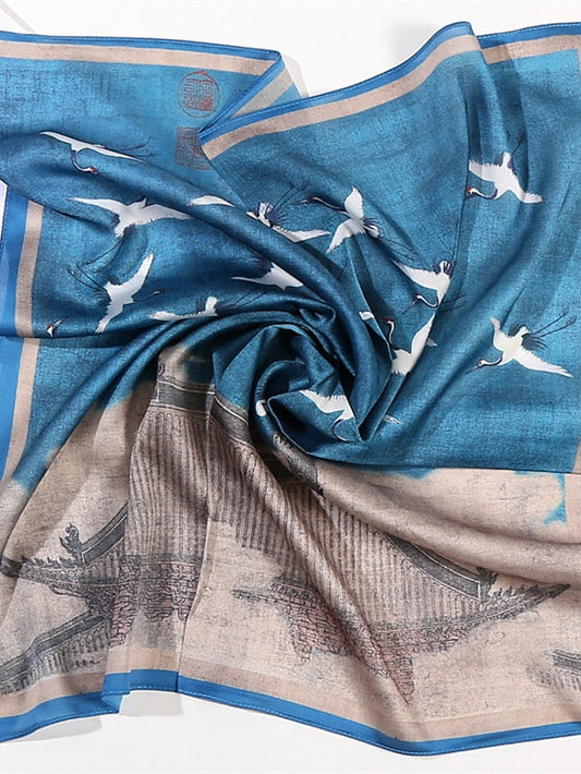 Fashion Scarf For Women Floral Print Silk Satin Hijab Scarfs Small Square Spring Summer Neckerchief Bandana Scarves For Ladies for Women