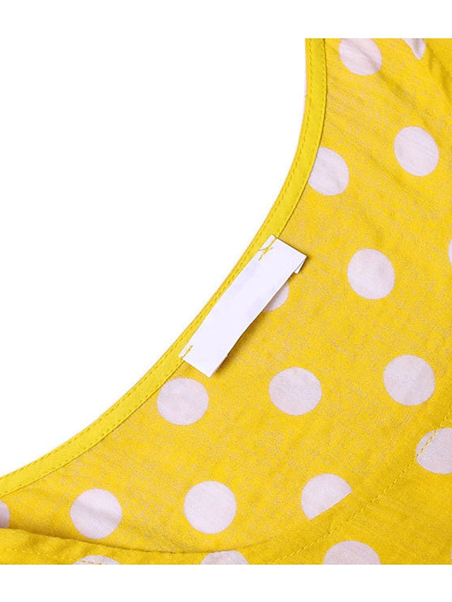 A Line Dress Maxi long Dress Black Yellow Red Long Sleeve Polka Dot Patchwork Summer Spring Crew Neck Hot Winter Dress Fall Dress Loose Fit  M L XL XXL 3XL 4XL 5XL for Women