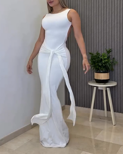 Lace-Up Slim-Fit Hip Dress (Pre-Sale)