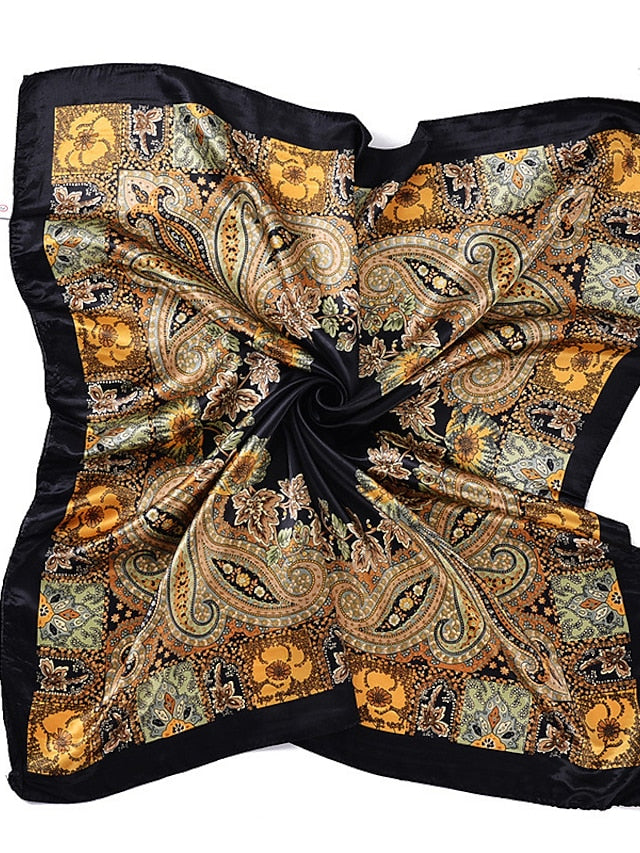 New Fashion Women Silk Scarf Square Holiday Print Head Scarfs Female Satin Hijab Scarves Shawl Wrap Lady Headband Foulard for Women