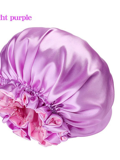 Large double-layer Satin nightcap female European and American large round cap chemotherapy cap Satin bonnet for Women