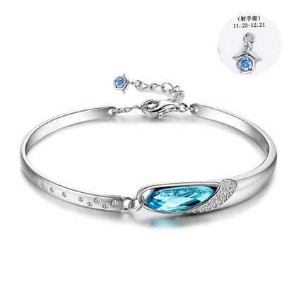 Women 12 Zodiac Signs Silver Bracelet for Women