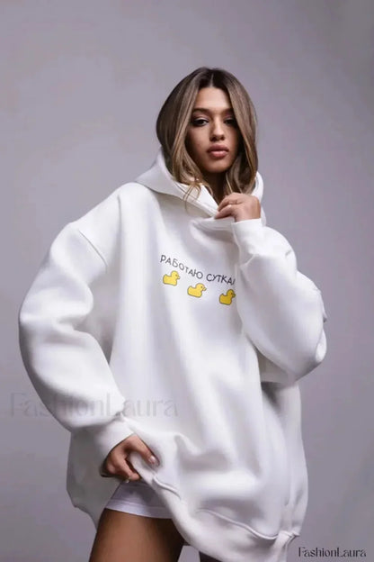 Women’s Casual Loose Fit Duck Print Hoodie