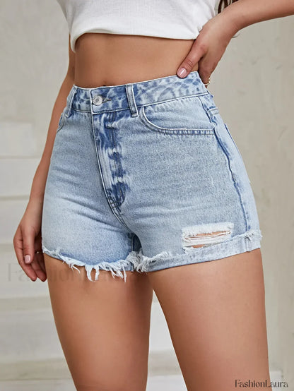 Women's Ripped Distressed Skinny Denim Shorts