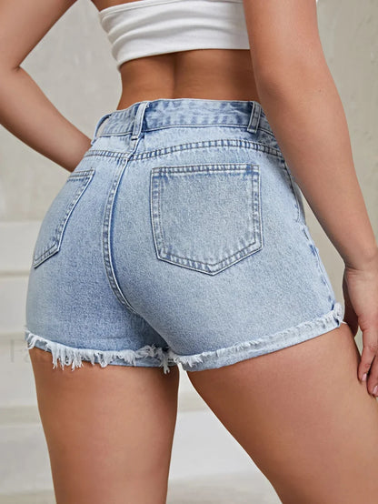 Women's Ripped Distressed Skinny Denim Shorts