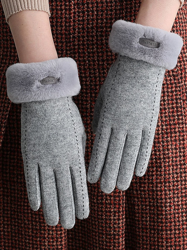 Gloves Warm Winter Gloves Daily Holiday Stitching Lace Acrylic Fibers Simple 1 Pair for Women