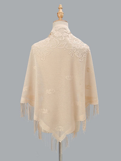 1 PC Solid Color New Spring Summer Breathable Loose Hollow Shawl Women Fashion Tassel Scarf Beach for Travel Vacation for Women