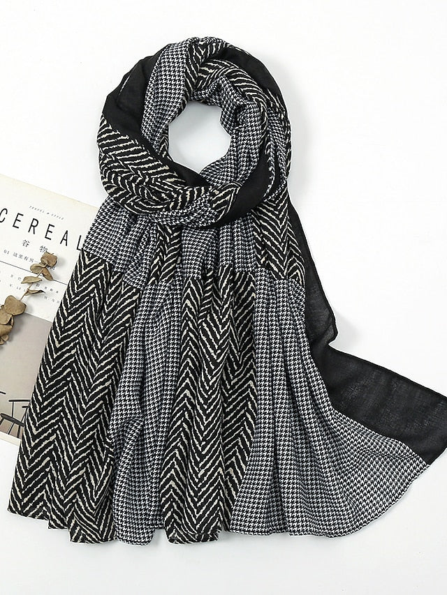 1pcs Fashion Ladies Geometric Pattern Scarf High Quality Shawls and Wraps Printed Women Hijab Scarf Long Soft Bandana for Women