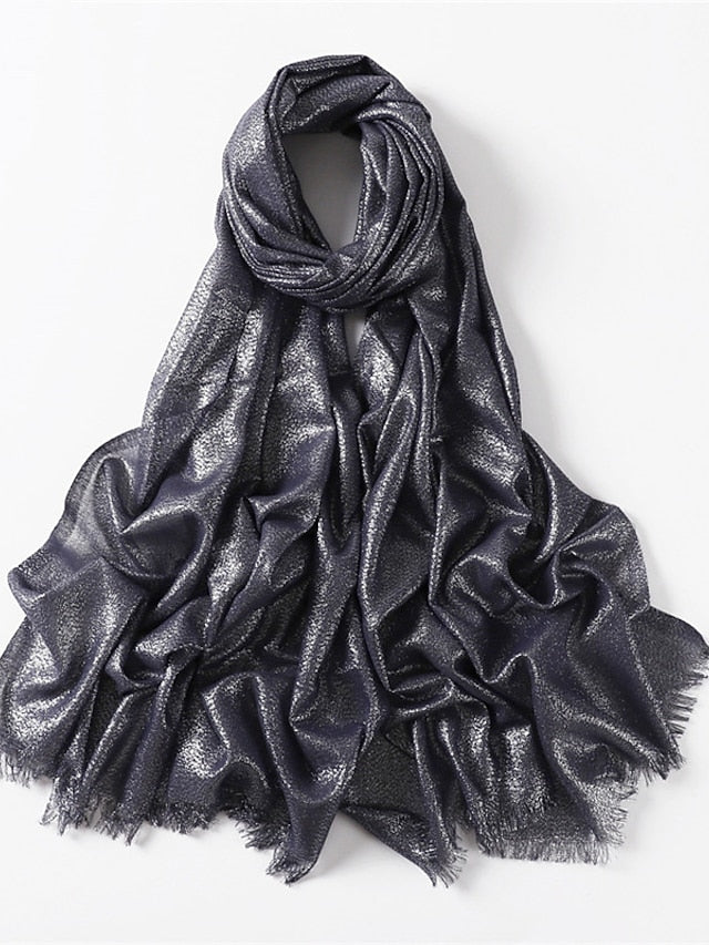Shawls & Wraps Outdoor Dailywear Holiday Black Brown Purple Scarf Pure Color for Women