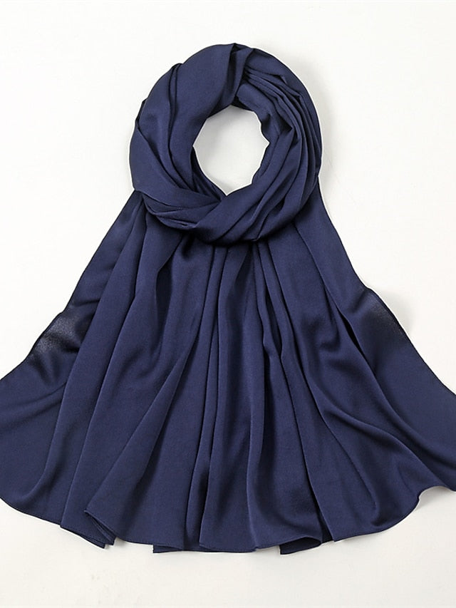 Crinkle Satin Hijab for Muslim Women Crepe Plain Shawl Wrinkle Solid Long Turban Islam Headscarf Solid Color Head Wrap Fashion for Women