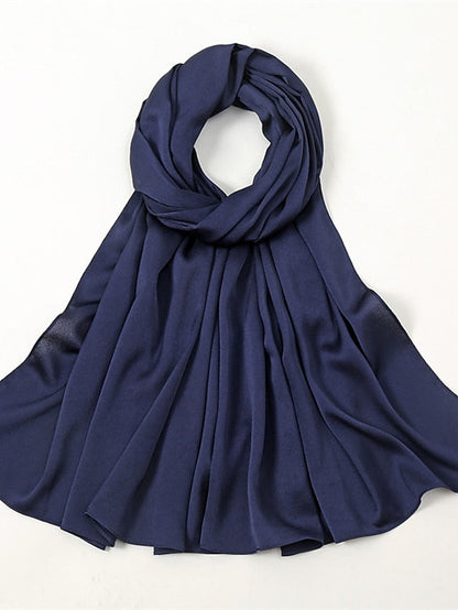 Crinkle Satin Hijab for Muslim Women Crepe Plain Shawl Wrinkle Solid Long Turban Islam Headscarf Solid Color Head Wrap Fashion for Women