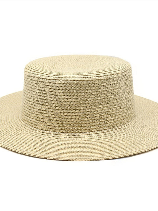 Sun Hats Women Caps Flat Top Wide Brim Straw Hat Summer Beach Casual White Black Hats for Women