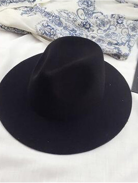 Fedora Hat Party Wedding Daily Pure Color Pure Color Wine Black Hat / Winter / Spring / Vintage for Women