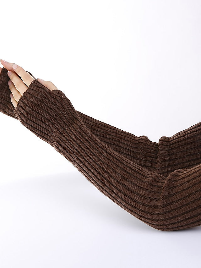 1 Pair Women Warm Ups Fingerless Gloves Date Vacation Half-finger Heart Solid / Plain Color Warm for Women