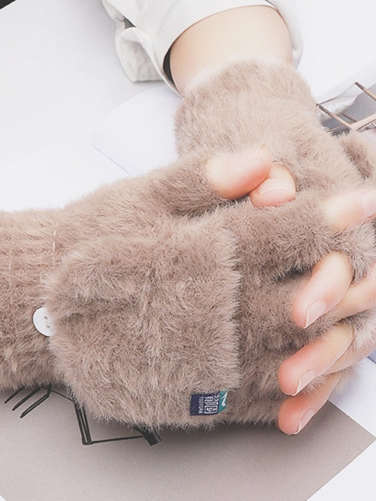 Convertible Fingerless Gloves Mittens Daily Holiday Solid / Plain Color Polyester Simple Warm 1 Pair for Women