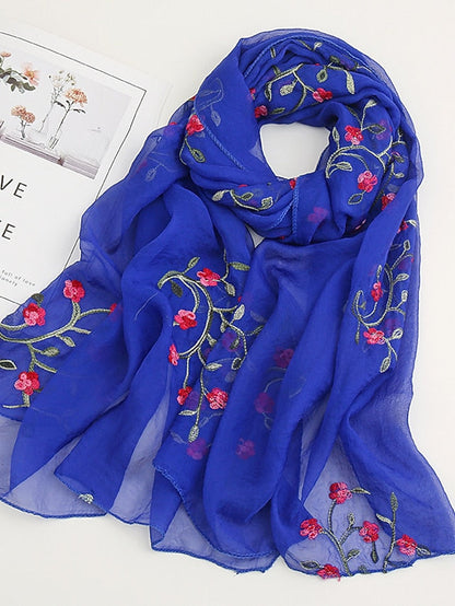 Scarves Daily Holiday Flowers Cotton Polyester Vacation Bohemia Sunscreen Outdoor Casual 1 PC for Women