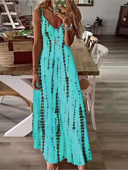 A Line Dress Slip Dress Long Dress Maxi Dress White Yellow Blue Sleeveless Print Print Spring Summer Spaghetti Strap Casual  S M L XL XXL 3XL 4XL 5XL for Women