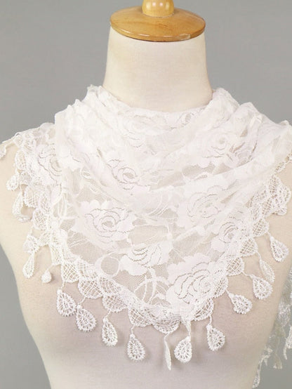 1pcs Solid Triangle Scarf for Church Shawl Catholic Church Prayer Shawl Hollow Floral Spanish Mantilla Lace Veil Wedding Cape for Women for Women