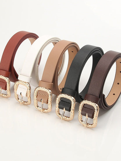 Unisex PU Buckle Belt PU Leather Prong Buckle Plain Casual Classic Party Work Black Brown Coffee White for Women
