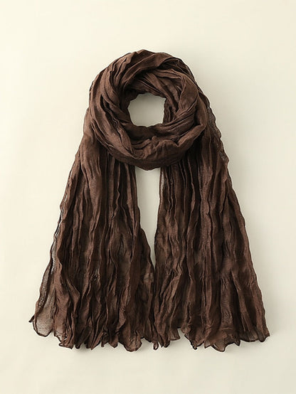 1pcs New Thin Pleated Women Scarf Hijabs Plain Color Girls Scarfs Ladies Shawl Wrap Headband Soft Warm Scarves for Women