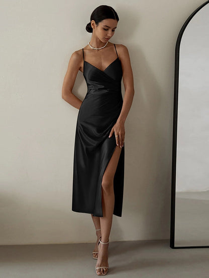 Hem Ruffled Slit Dress