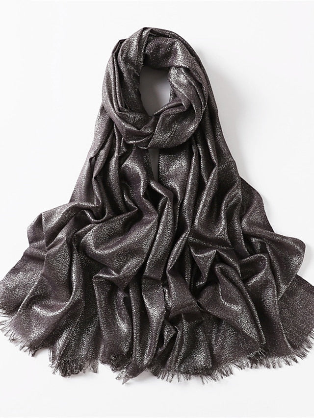 Shawls & Wraps Outdoor Dailywear Holiday Black Brown Purple Scarf Pure Color for Women