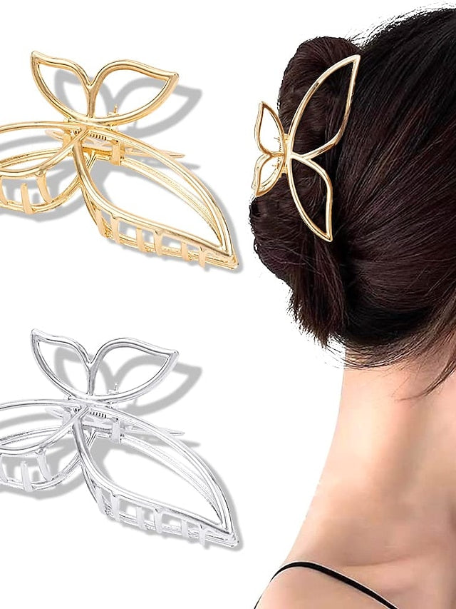 2 pcs Claw Clips Metal Hair Clips 4.3 Gold Hair Clips for Women Non Slip Cute Hair Claw Clip Fashion Hair Shark Hair Clip Metal Hair Claw Clip 1PCS Bell Orchids Pearl Tassel Fashion Nonslip Hair Clips for Women