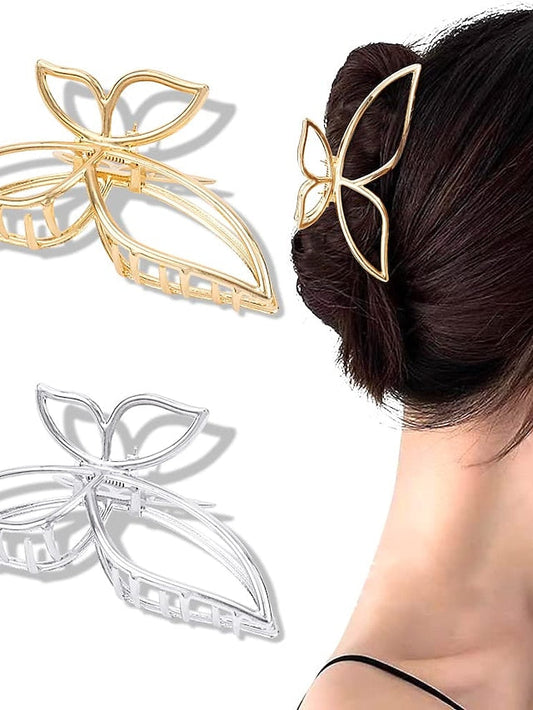 2 pcs Claw Clips Metal Hair Clips 4.3 Gold Hair Clips for Women Non Slip Cute Hair Claw Clip Fashion Hair Shark Hair Clip Metal Hair Claw Clip 1PCS Bell Orchids Pearl Tassel Fashion Nonslip Hair Clips for Women