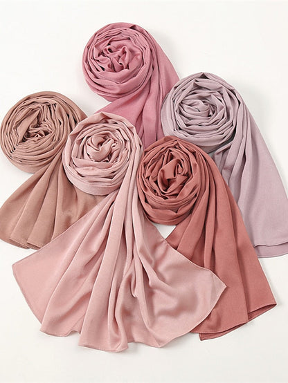 Crinkle Satin Hijab for Muslim Women Crepe Plain Shawl Wrinkle Solid Long Turban Islam Headscarf Solid Color Head Wrap Fashion for Women