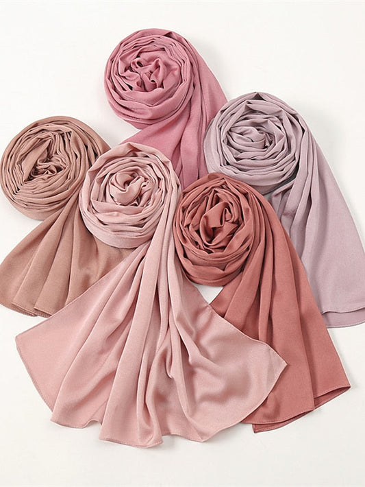 Crinkle Satin Hijab for Muslim Women Crepe Plain Shawl Wrinkle Solid Long Turban Islam Headscarf Solid Color Head Wrap Fashion for Women