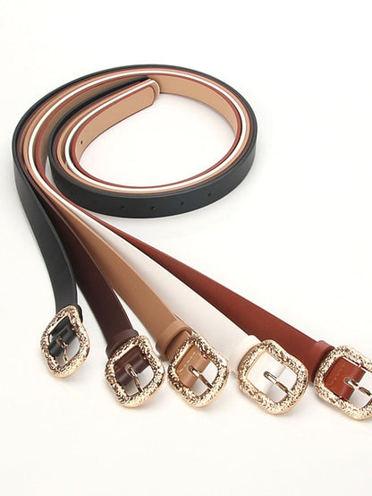 Unisex PU Buckle Belt PU Leather Prong Buckle Plain Casual Classic Party Work Black Brown Coffee White for Women
