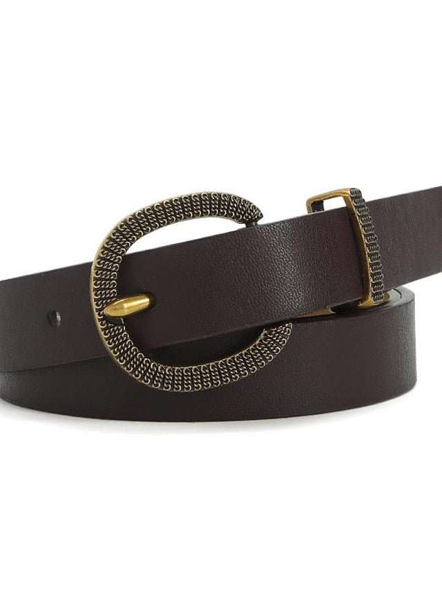 PU Buckle Belt PU Leather Metal Bucke D-ring Classic Party Work Black Camel Brown Beige for Women
