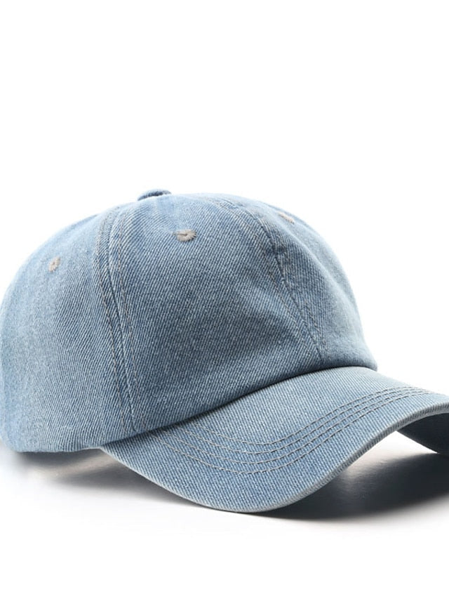 1pcs Summer Cap Women Ponytail Baseball Hat Fashion Hats Men Solid Denim Baseball Cap Cotton Outdoor Simple Visor Jeans Cap for Women