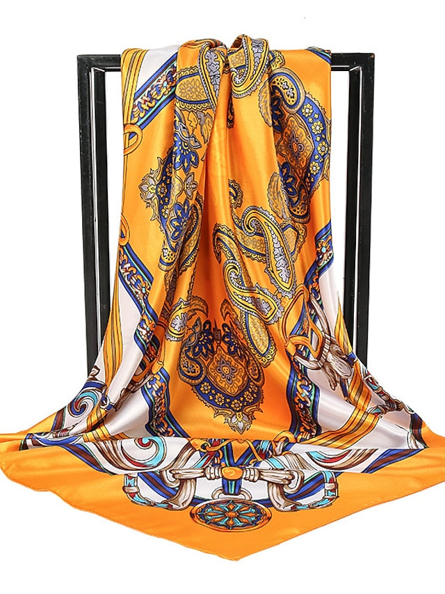 1PC 90*90cm Party / Evening Daily Square Scarf Fashion Beach Women Head Silk Wrap Spring Summer Shawl Ladies Foulard Bandanna Muffler for Women