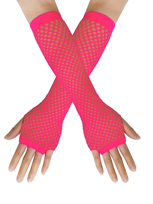 Fingerless Gloves Wedding Daily Pure Color Spandex Cosplay 1 Pair for Women