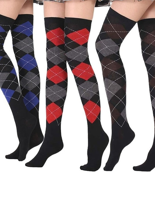 Stockings Work Daily Holiday Plaid Polyester Cotton Simple Casual Lolita Casual Cute Casual / Daily 1 Pair for Women