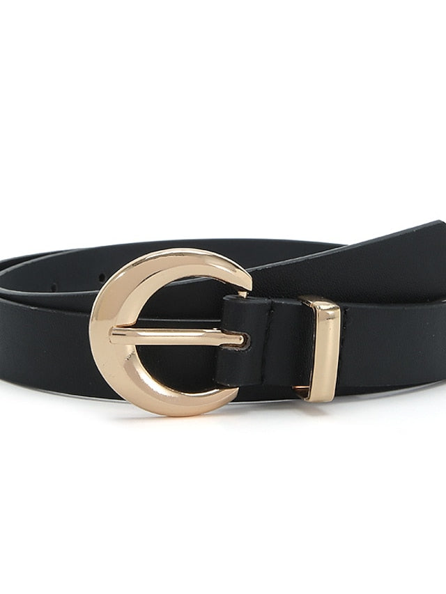Unisex PU Buckle Belt PU Leather Metal Bucke Plain Casual Classic Party Daily White Black Pink Red for Women