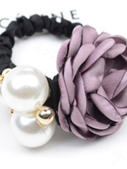 1pc Hair Ties Scrunchie For Street Daily Holiday Handmade Pearl Fabric Light Pink Light Purple Green for Women