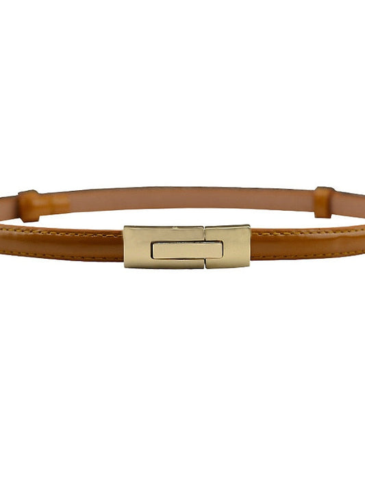 Skinny Belt Party Street Dailywear Holiday Gold Silver Belt Pure Color Blue Fall Winter Spring Summer for Women