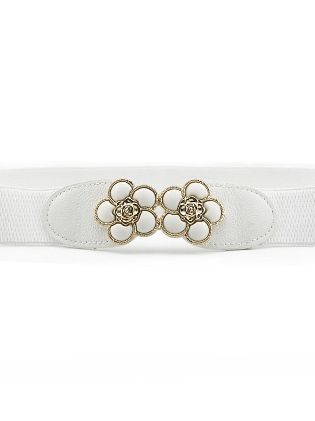 Buckle Party Wedding Street Dailywear Black White Belt Pure Color Red Khaki Fall Winter Spring for Women