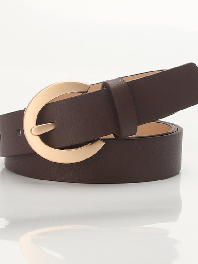Unisex PU Buckle Belt PU Leather Prong Buckle D-ring Casual Classic Gift Daily White Black Orange Brown for Women